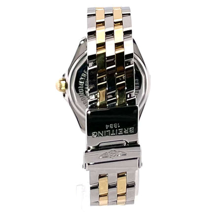 Rückansicht der Breitling Windrider B-class Lady D71365 Uhr mit Edelstahl- und Gelbgoldarmband und Faltschließe