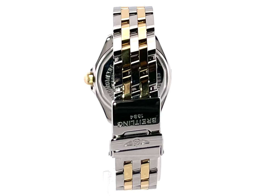 Rückansicht der Breitling Windrider B-class Lady D71365 Uhr mit Edelstahl- und Gelbgoldarmband und Faltschließe