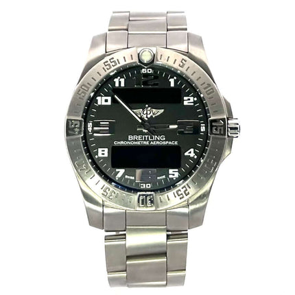 Breitling Aerospace Evo E79363101B1E1 aus Titan mit schwarzem Zifferblatt, Titanband und einseitig drehbarer Lünette, sehr guter Zustand.