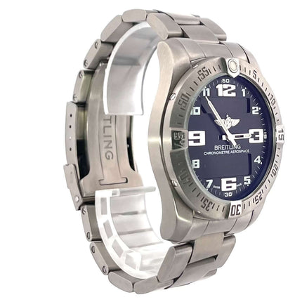 Breitling Aerospace Evo E79363101B1E1 Titan Uhr, schwarzes Zifferblatt, Chronograph, 2023 Modell, 43mm Gehäuse, einseitig drehbare Lünette, Titanband