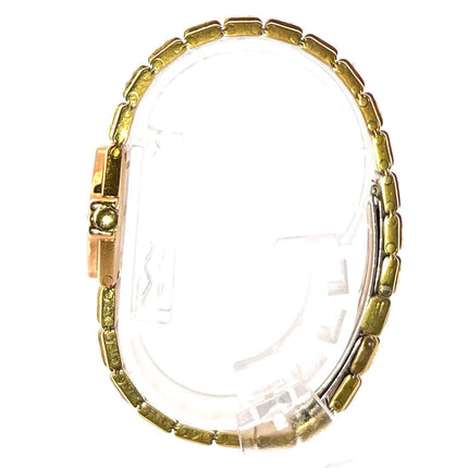 Seitenansicht der Chopard St. Moritz Gelbgold 25-4643 Uhr mit diamantenbesetztem Gelbgoldband, 18 k Gelbgold Gehäuse, sehr guter Zustand.