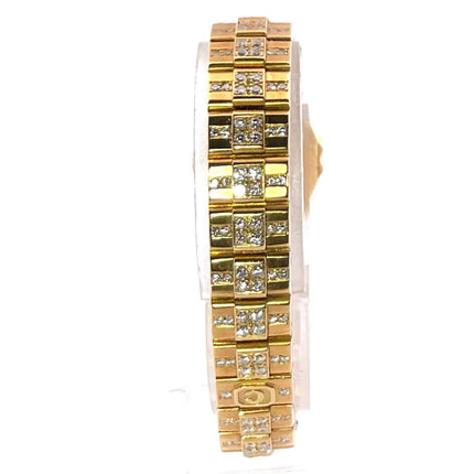 Armband der Chopard St. Moritz Gelbgold 25-4643 Uhr mit Diamanten besetzt, poliertes 18 k Gelbgold, seitliche Ansicht.
