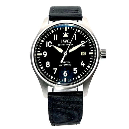 IWC Pilot`s Watch Fliegeruhr Mark XX IW328201 mit schwarzem Zifferblatt und Edelstahlgehäuse, schwarzes Texilband, Datumsanzeige