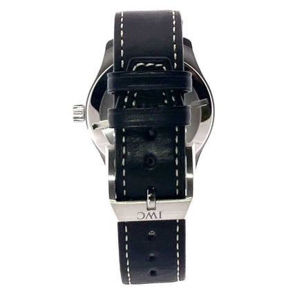 IWC Pilots Watch Fliegeruhr Mark XX IW328203 mit dunkelblauem Lederarmband und Dornschließe, Rückansicht
