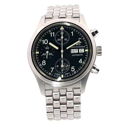 IWC Fliegeruhr Chronograph Automatic IW3706, Edelstahl, 39mm, schwarzes Zifferblatt, Edelstahlband, Datums- und Wochentagsanzeige, sehr guter Zustand