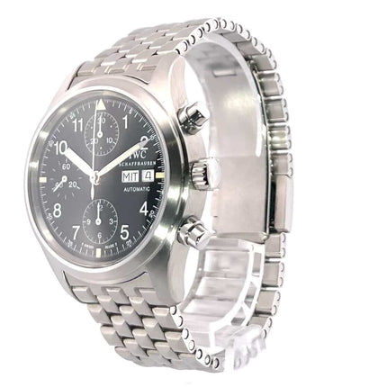 IWC Fliegeruhr Chronograph Automatic IW3706 Edelstahl, schwarzes Zifferblatt, Edelstahlarmband, Automatikwerk, Datumsanzeige, 1998.