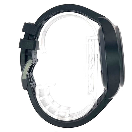 IWC Pilots Watch Chronograph Top Gun Edition SFTI Seitenansicht mit Keramikgehäuse und schwarzem Textilband