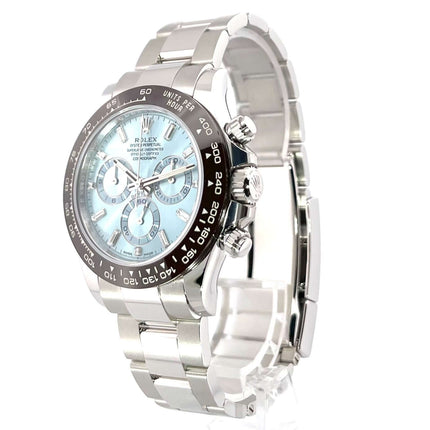 Rolex Daytona Platin 116506 Eisblau Diamant Chronometer, Platin Gehäuse, Keramik Lünette, Eisblaues Zifferblatt, Platin Oyster Armband.