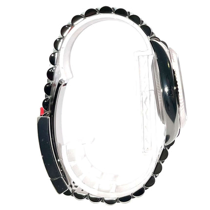 Rolex Datejust 36 seitliche Ansicht mit Edelstahl-Jubile-Armband, Ref. 126234, poliertes und satiniertes Oystersteel-Gehäuse