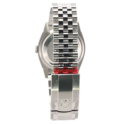 Rückseite des Rolex Datejust 36 Oystersteel Weißgold 126234 mit Jubile-Edelstahlband und Faltschließe
