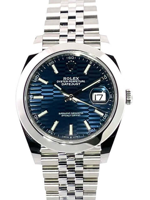 Rolex Datejust 41 Ref. 126300 Edelstahl Blaues Zifferblatt Jubile-Band.
