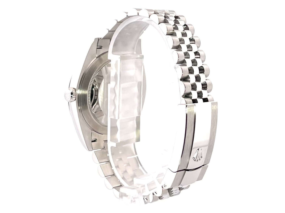 Rückansicht Rolex Datejust 41 Edelstahl 126300 mit Jubile-Band, poliert und satiniert, Faltschließe, Automatikwerk.