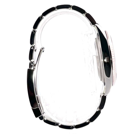 Seitenansicht der Rolex Datejust 41 Edelstahl Weißgold 126334 Mint Green mit Oyster-Armband