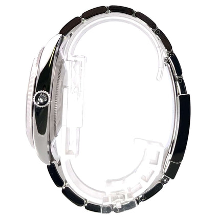 Rolex Datejust 41 Ref. 126334, Edelstahl/Weißgoldgehäuse, geriffelte Lünette, Oyster Armband, blaues Zifferblatt mit Riffelmuster, Seitenansicht