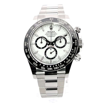 Rolex Daytona Edelstahl 126500LN in Weiß mit Keramik-Lünette, Tachymeterskala und Oyster Edelstahl Armband