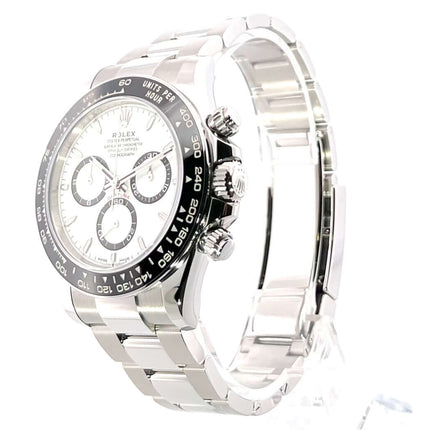 Rolex Daytona Edelstahl 126500LN Weiß mit poliertem und satiniertem Edelstahlgehäuse, Keramiklünette und Oyster-Armband