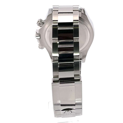 Rolex Daytona Edelstahl 126500LN Rückseite mit poliertem und satiniertem Edelstahl-Oysterarmband und Sicherheitsfaltschließe.