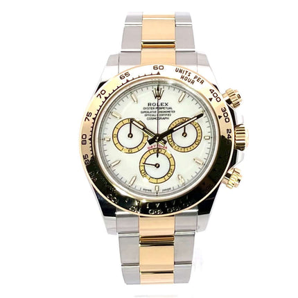 Rolex Daytona Edelstahl Gelbgold 126503 Weiß mit 18 kt Gelbgold-Lünette und weißem Zifferblatt, Automatik-Uhrwerk, Oyster Armband