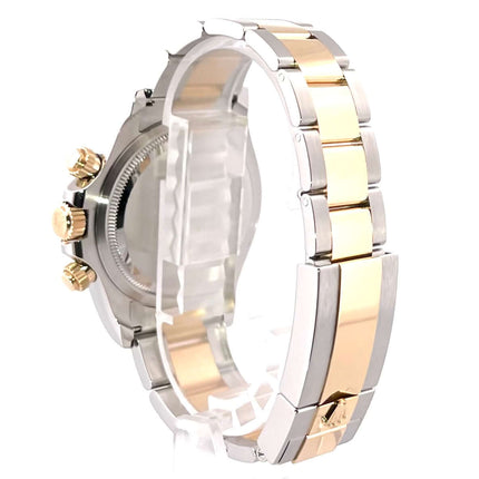 Rückansicht einer Rolex Daytona Edelstahl/Gelbgold 126503 mit poliertem und satiniertem Edelstahl-/Gelbgold-Armband.