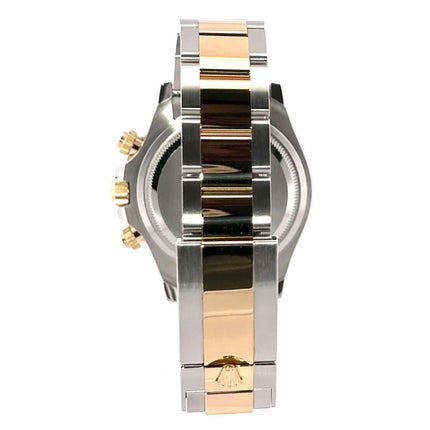 Rückansicht des Rolex Daytona Edelstahl - Gelbgold 126503 mit poliertem und satiniertem 18 kt Gelbgold und Edelstahl Oyster-Armband.