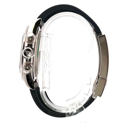 Rolex Daytona 126519LN Seitenansicht mit schwarzem Oysterflex-Band und 18 kt Weißgold Faltschließe