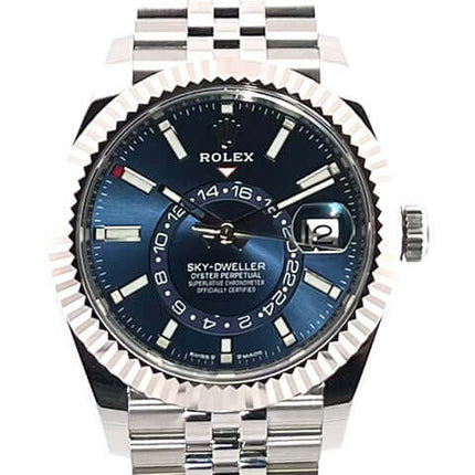 Rolex Sky-Dweller 336934 aus Edelstahl und Weißgold mit blauem Zifferblatt und Jubile-Armband