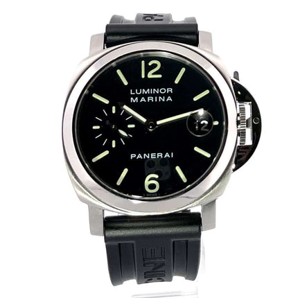 Panerai Luminor Marina PAM00048 Automatikuhr mit 40 mm Edelstahlgehäuse, schwarzem Zifferblatt und Kautschukband
