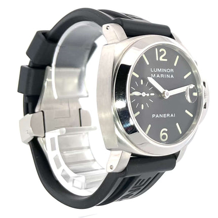 Panerai Luminor Marina PAM00048 Automatikuhr, 40 mm Edelstahlgehäuse, schwarzes Zifferblatt, Kautschukband.