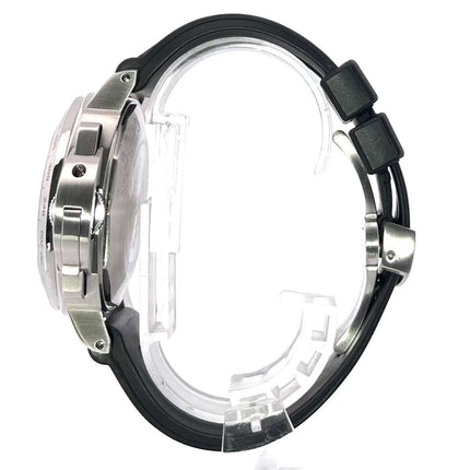 Panerai Luminor Chrono Daylight 44 PAM00250, Seitenansicht, poliertes Edelstahlgehäuse, schwarzes Kautschukband, Automatik-Chronographuhr.