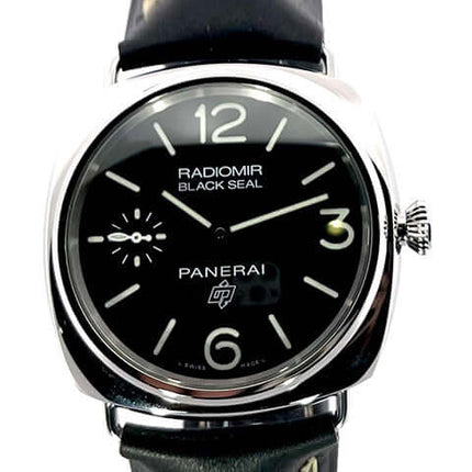 Panerai Radiomir Black Seal 3 Days Acciaio PAM00754 aus 2022 mit poliertem Edelstahlgehäuse und schwarzem Lederarmband