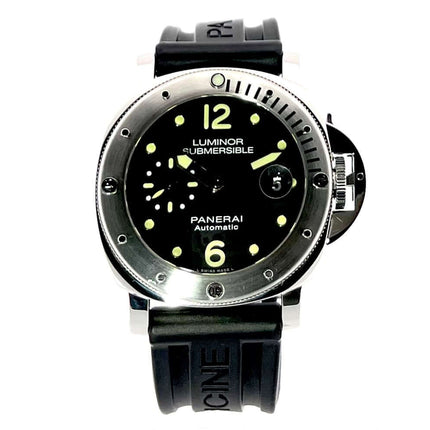 Panerai Luminor Submersible Automatic Acciaio 44 PAM01024 mit poliertem Edelstahlgehäuse und schwarzem Zifferblatt, Kautschukband.