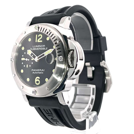 Panerai Luminor Submersible Automatic Acciaio 44 PAM01024 mit schwarzem Zifferblatt und Kautschukband
