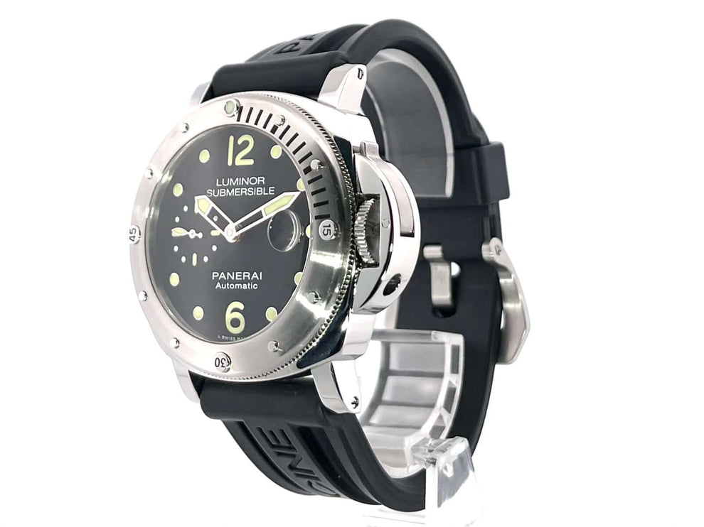 Panerai Luminor Submersible Automatic Acciaio 44 PAM01024 mit schwarzem Zifferblatt und Kautschukband