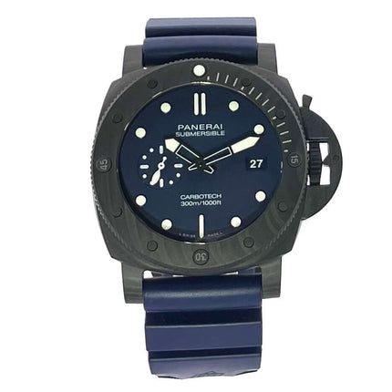 Panerai Submersible QuarantaQuattro Carbotech Blu Abisso PAM01232 mit blauem Zifferblatt und Kautschukband