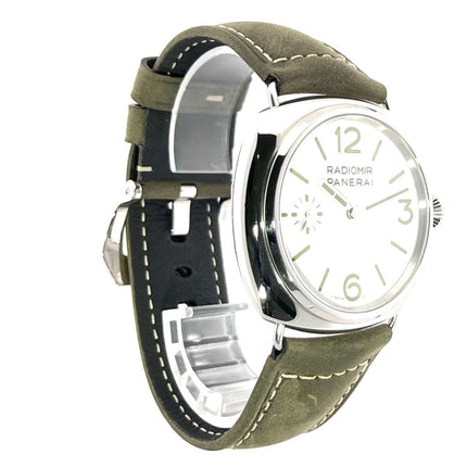Panerai Radiomir Officine PAM01384 mit khakifarbenem Lederarmband und weißem Zifferblatt