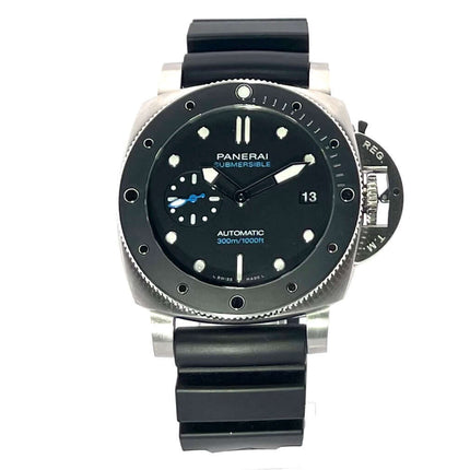 Panerai Luminor Submersible Automatic 42 PAM02683 mit schwarzem Kautschukband und satiniertem Edelstahlgehäuse