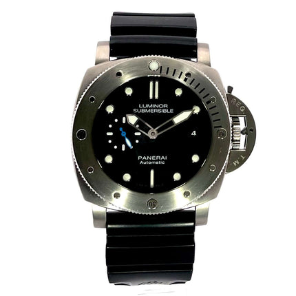 Panerai Luminor Submersible 1950 3 Days Automatic Titanio PAM01305, Titan-Gehäuse, schwarzes Kautschukarmband, Datumsanzeige, Titan-Lünette