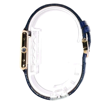 Cartier Tank Louis Cartier W1504953 Armbanduhr mit blauem Lederband und Gehäuse aus 18 kt Gelbgold, Seitenansicht