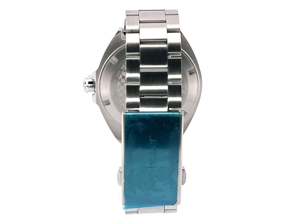 Rückansicht der TAG Heuer Formula 1 WAZ1112.BA0875 mit Edelstahlarmband und Faltschließe