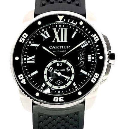 Cartier Calibre de Cartier Diver WSCA0012 Edelstahlgehäuse, schwarzes Zifferblatt, Kautschukarmband, einseitig drehbare Lünette, Automatikwerk.