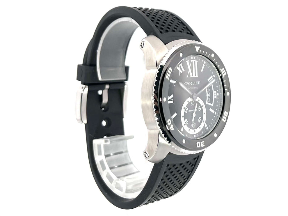 Cartier Calibre de Cartier Diver WSCA0012, Edelstahlgehäuse, poliert und satiniert, schwarzes Kautschukarmband, schwarze ADLC-Lünette, 2016 Modell