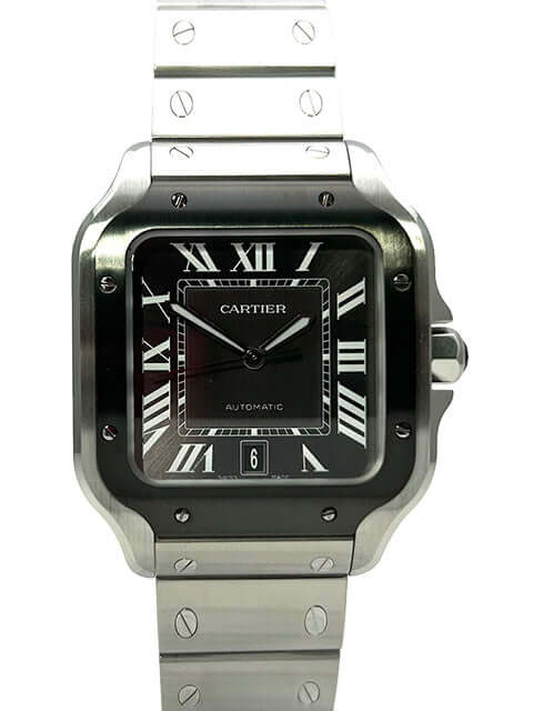 Cartier Santos de Cartier großes Modell WSSA0037 Edelstahlarmband schwarze Zifferblatt Uhr 2021