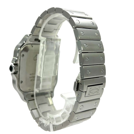 Rückseite des Cartier Santos de Cartier großen Modells WSSA0037 mit Edelstahlarmband