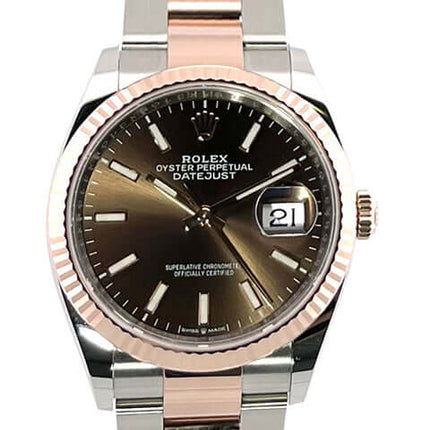 Rolex Datejust 36 Ref. 126231 Choco, Edelstahl und Everose-Gold, braunes Zifferblatt, roségoldene Indizes und Zeiger, Automatikwerk.