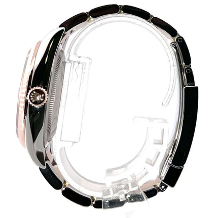 Rolex Datejust 36 Oystersteel Everose-Gold Ref. 126231 Choco Seitenansicht des Oyster Armbands in Edelstahl und 18 kt Everose-Gold