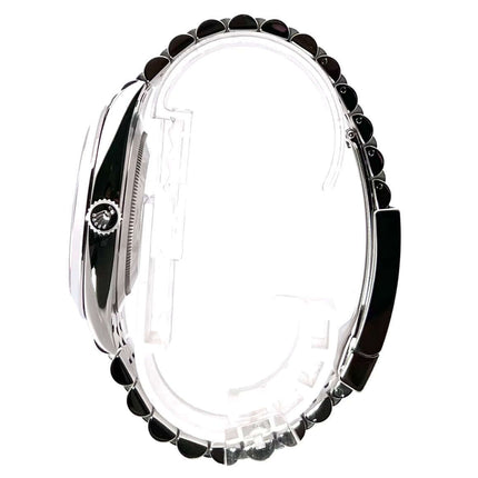 Rolex Datejust 41 Edelstahl 126300 Seiteansicht mit Jubile-Band und Mintgrün Zifferblatt