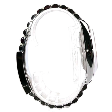 Rolex Datejust 41 Edelstahl 126300 in Seitenansicht mit Mintgrünem Zifferblatt und poliertem Jubile Edelstahlband