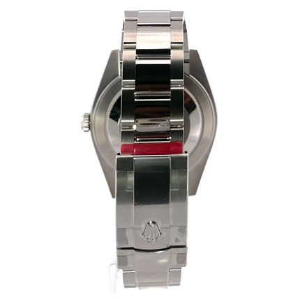 Rückseite der Rolex Datejust 41 Edelstahl 126300, poliertes und satiniertes Oyster-Armband mit Faltschließe.
