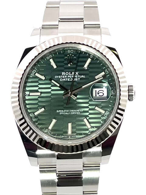 Rolex Datejust 41 Stainless Steel White Gold 126334 Mint Green