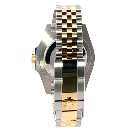 Rolex GMT-Master II Edelstahl Gelbgold 126713GRNR Rückseite und Jubilee-Armband in Edelstahl und 18 Karat Gelbgold